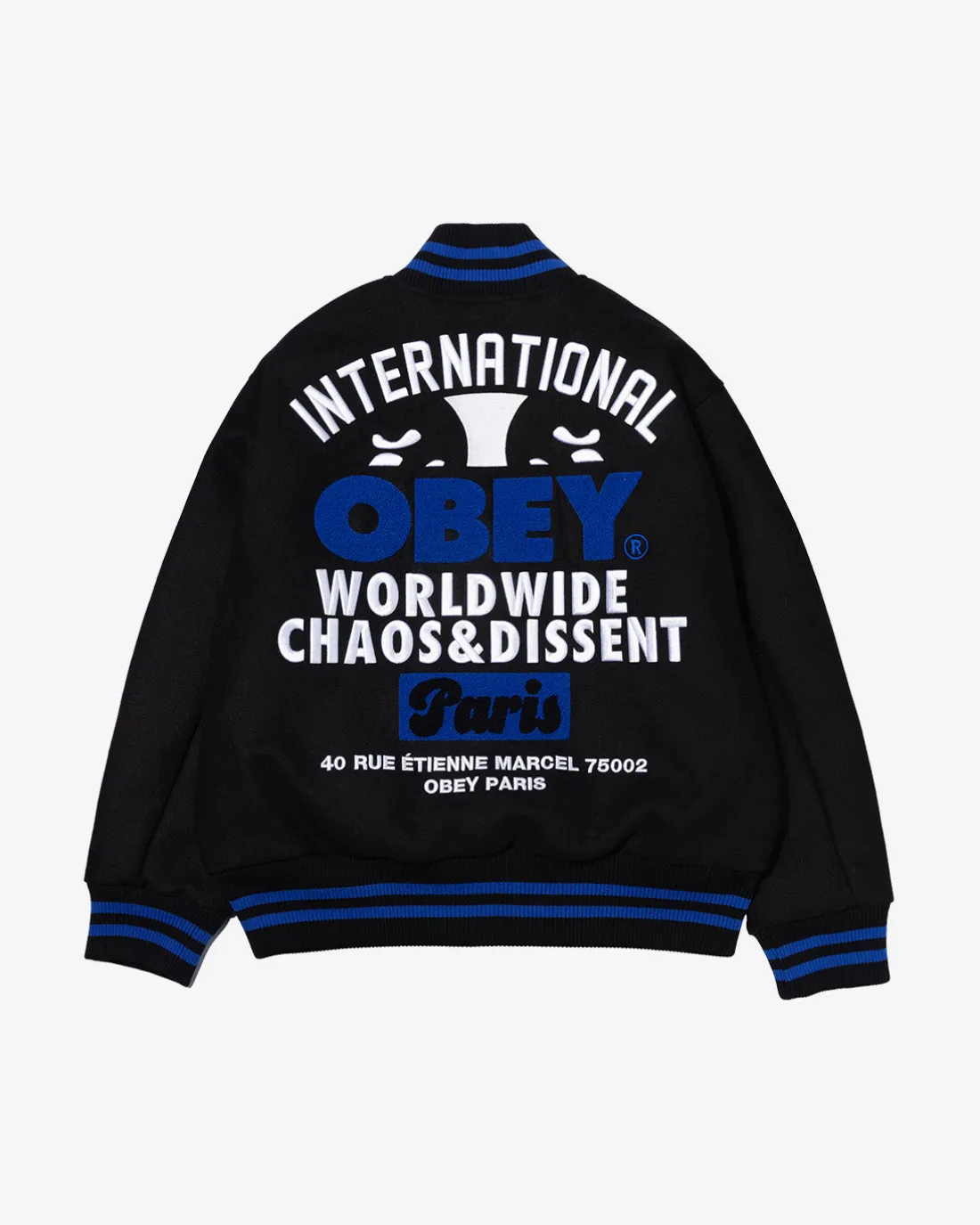 PARIS INTERNATIONAL VARSITY JACKET*OBEY Clothing Outlet